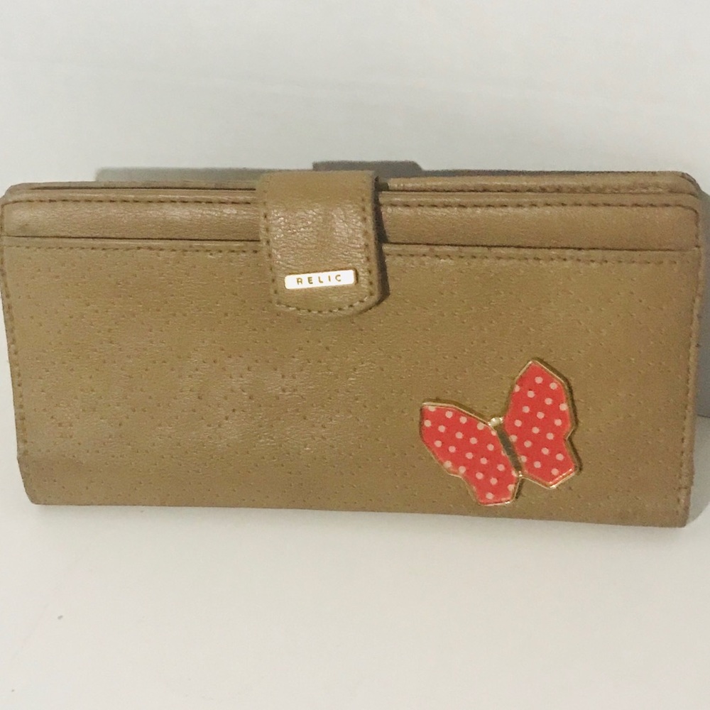 Relic tan leather bifold wallet